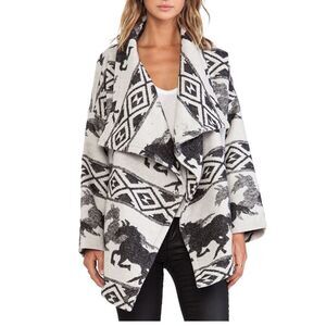Capulet black white horse oversize wrap jacket